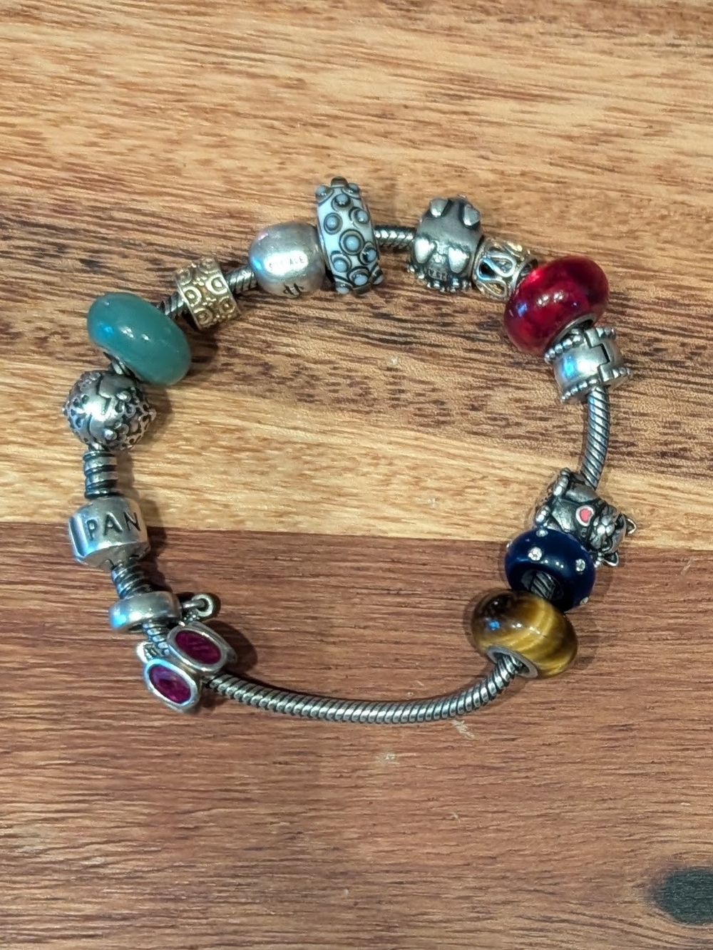 Pandora Silver Charm Bracelet with Charms - 7.9"